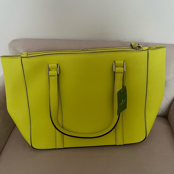 Authentic Kate Spade purse neon vibrant green tote - Picture 3 of 9